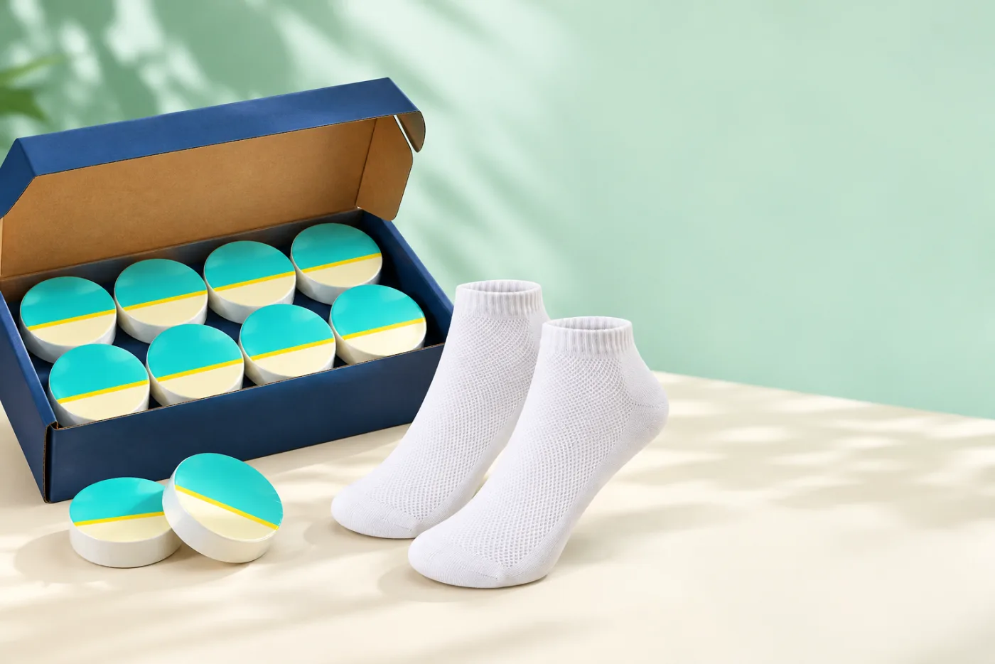 Compact sock packs ready for a recurring delivery